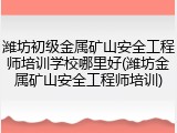 潍坊初级金属矿山安全工程师培训学校哪里好(潍坊金属矿山安全工程师培训)