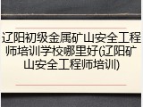 辽阳初级金属矿山安全工程师培训学校哪里好(辽阳矿山安全工程师培训)