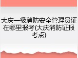 大庆一级消防安全管理员证在哪里报考(大庆消防证报考点)
