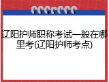 辽阳护师职称考试一般在哪里考(辽阳护师考点)