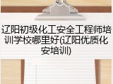 辽阳初级化工安全工程师培训学校哪里好(辽阳优质化安培训)