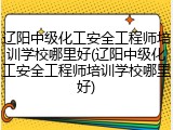 辽阳中级化工安全工程师培训学校哪里好(辽阳中级化工安全工程师培训学校哪里好)
