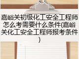 嘉峪关初级化工安全工程师怎么考需要什么条件(嘉峪关化工安全工程师报考条件)