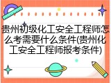 贵州初级化工安全工程师怎么考需要什么条件(贵州化工安全工程师报考条件)