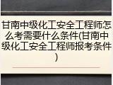 甘南中级化工安全工程师怎么考需要什么条件(甘南中级化工安全工程师报考条件)