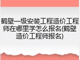 鹤壁一级安装工程造价工程师在哪里学怎么报名(鹤壁造价工程师报名)
