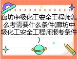 廊坊中级化工安全工程师怎么考需要什么条件(廊坊中级化工安全工程师报考条件)