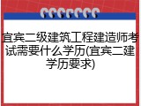 宜宾二级建筑工程建造师考试需要什么学历(宜宾二建学历要求)