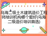 乌海二级土木建筑造价工程师培训机构哪个最好(乌海二级造价培训首选)
