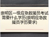 崇明区一级应急救援员考试需要什么学历(崇明应急救援员学历要求)