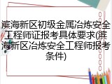 滨海新区初级金属冶炼安全工程师证报考具体要求(滨海新区冶炼安全工程师报考条件)