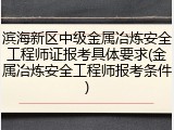 滨海新区中级金属冶炼安全工程师证报考具体要求(金属冶炼安全工程师报考条件)