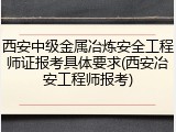 西安中级金属冶炼安全工程师证报考具体要求(西安冶安工程师报考)