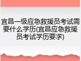 宜昌一级应急救援员考试需要什么学历(宜昌应急救援员考试学历要求)