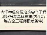 内江中级金属冶炼安全工程师证报考具体要求(内江冶炼安全工程师报考条件)