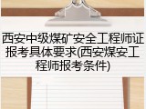 西安中级煤矿安全工程师证报考具体要求(西安煤安工程师报考条件)