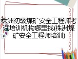 株洲初级煤矿安全工程师考试培训机构哪里找(株洲煤矿安全工程师培训)