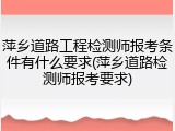 萍乡道路工程检测师报考条件有什么要求(萍乡道路检测师报考要求)