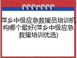萍乡中级应急救援员培训机构哪个最好(萍乡中级应急救援培训优选)