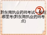 黔东南执业药师考试一般在哪里考(黔东南执业药师考点)
