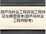 葫芦岛林业工程咨询工程师证在哪里报考(葫芦岛林业工程师报考)