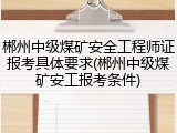 郴州中级煤矿安全工程师证报考具体要求(郴州中级煤矿安工报考条件)