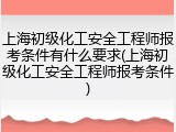 上海初级化工安全工程师报考条件有什么要求(上海初级化工安全工程师报考条件)