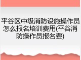 平谷区中级消防设施操作员怎么报名培训费用(平谷消防操作员报名费)