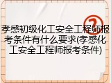 孝感初级化工安全工程师报考条件有什么要求(孝感化工安全工程师报考条件)