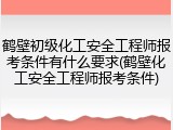 鹤壁初级化工安全工程师报考条件有什么要求(鹤壁化工安全工程师报考条件)