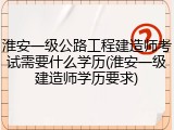 淮安一级公路工程建造师考试需要什么学历(淮安一级建造师学历要求)