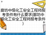 廊坊中级化工安全工程师报考条件有什么要求(廊坊中级化工安全工程师报考条件)