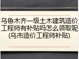 乌鲁木齐一级土木建筑造价工程师有补贴吗怎么领取呢(乌市造价工程师补贴)