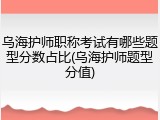 乌海护师职称考试有哪些题型分数占比(乌海护师题型分值)
