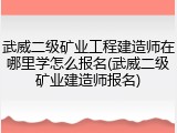 武威二级矿业工程建造师在哪里学怎么报名(武威二级矿业建造师报名)