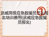 武威高级应急救援员怎么报名培训费用(武威应急救援员报名)