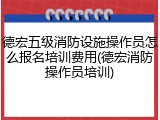 德宏五级消防设施操作员怎么报名培训费用(德宏消防操作员培训)