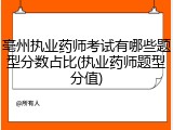 亳州执业药师考试有哪些题型分数占比(执业药师题型分值)