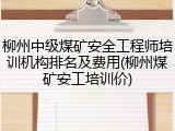 柳州中级煤矿安全工程师培训机构排名及费用(柳州煤矿安工培训价)