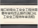 海口初级化工安全工程师需要年审吗怎么操作(海口化工安全工程师年审流程)