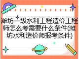 潍坊一级水利工程造价工程师怎么考需要什么条件(潍坊水利造价师报考条件)