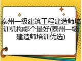 泰州一级建筑工程建造师培训机构哪个最好(泰州一级建造师培训优选)
