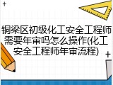 铜梁区初级化工安全工程师需要年审吗怎么操作(化工安全工程师年审流程)