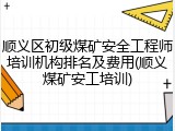 顺义区初级煤矿安全工程师培训机构排名及费用(顺义煤矿安工培训)