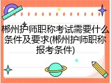 郴州护师职称考试需要什么条件及要求(郴州护师职称报考条件)