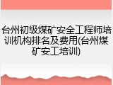 台州初级煤矿安全工程师培训机构排名及费用(台州煤矿安工培训)