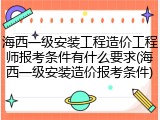 海西一级安装工程造价工程师报考条件有什么要求(海西一级安装造价报考条件)