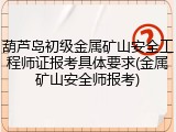 葫芦岛初级金属矿山安全工程师证报考具体要求(金属矿山安全师报考)