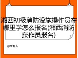 湘西初级消防设施操作员在哪里学怎么报名(湘西消防操作员报名)