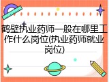 鹤壁执业药师一般在哪里工作什么岗位(执业药师就业岗位)